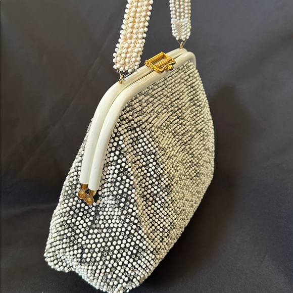 Rare Find Vintage Reversible Black and Ivory Beaded Satchel Purse Handbag - Picture 12 of 12